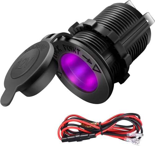 Vista 9 de ZHSMS - Enchufe para encendedor de cigarrillos, automóvil, motocicleta, ATV RV, enchufe para encendedor, toma de corriente, receptáculo de 12V Negro