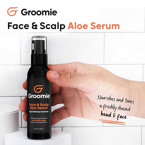 Vista 2 de Groomie Sérum de aloe vera facial y cuero cabelludo: fórmula hidratante, calmante e hidratante para el cuidado de la piel, ligero y de rápida