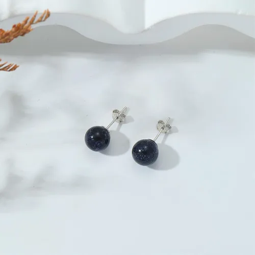 Vista 126 de Natural Stone Stud Earrings for Women 8mm Sterling Silver Genuine Gemstone Earrings Handmade Sterling Silver Crystal Stud Earrings for Women