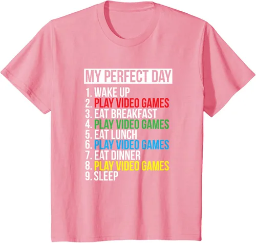 Vista 49 de My Perfect Day" - Camiseta negra de ajuste clásico, cuello redondo, manga corta, poliéster y algodón, Negro