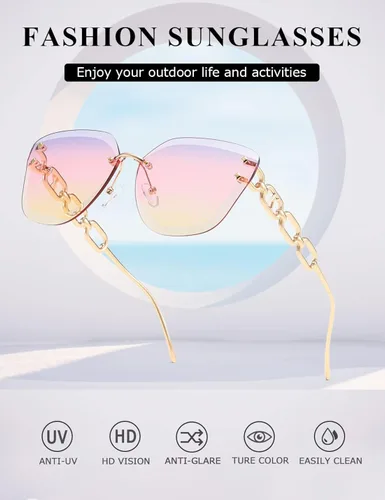 Vista 4 de AEVOGUE - Los lentes de sol para mujer, sin bordes, lentes de corte de diamante, de tamaño grande (AE0534)