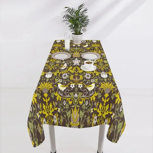 Vista 118 de Mantel Floral Retro de Pájaros, Diseño Original Bohemio William Morris Estampado Cubierta de Mesa para Hogar Picnic Fiesta Comedor Cocina William
