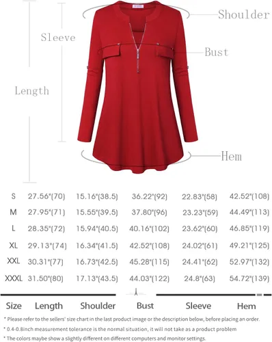 Vista 7 de Bulotus - Blusa larga e informal, con cierre frontal, cuello en V y manga 34, para mujer