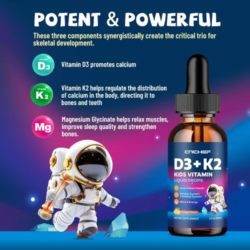 Vista 7 de Gotas líquidas de glicinato de magnesio para niños Gotas de vitamina D3 K2 para niños
