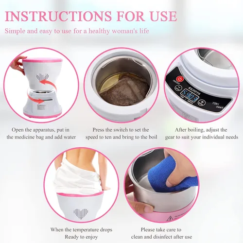 Vista 4 de Yoni - Kit de vapor, asiento de vapor inteligente con cojín y hierbas humeantes (20 bolsas), kit V Steam at Home Steam Pot para mujeres, salud