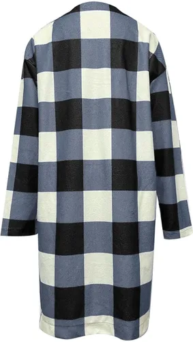 Vista 5 de Chamarra a cuadros para mujer, casual, de tartán, sobre camisa, gabardina, de manga larga, mezcla de lana, chaqueta de franela, ropa de moda de otoño
