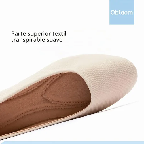 Vista 7 de Obtaom Zapatos planos de puntera redonda para mujer, zapatos de ballet negros para niñas