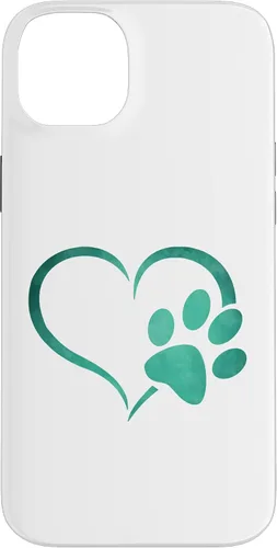 Vista 15 de Vintage green Dog Paw Print heart For Dogs Lover Case for iPhone 16