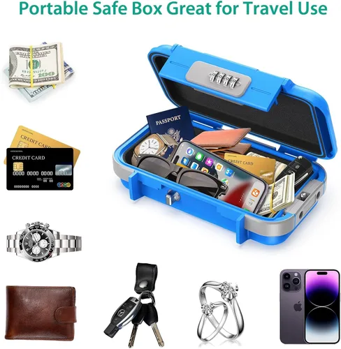 Vista 4 de ORIA Funda de seguridad portátil, caja de seguridad portátil, caja de seguridad con combinación de 4 dígitos, caja de seguridad para teléfonos
