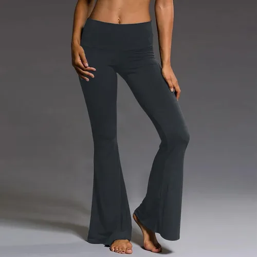 Vista 4 de Bell Yoga Flare Palazzo Bottom Pantalones Pantalones altos Cintura Pierna Pantalones anchos Pantalones de Yoga Pantalones Recortados Flare Yoga