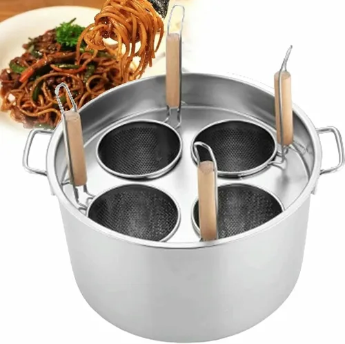 Vista 9 de Olla para Pasta De Acero Inoxidable, Juego De Olla para Pasta Con Cesta para Insertar, 4 Agujeros
