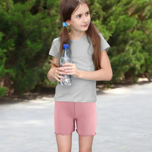 Vista 5 de Ruisita Paquete de 6 pantalones cortos con volantes para niños pequeños y niñas, pantalones cortos de bicicleta con ruedas, pantalones cortos