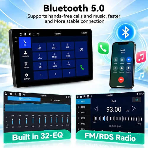 Vista 5 de [4+128G] Android 15 Radio de coche estéreo para Chevrolet Chevy Malibu 2009-2014 con CarPlay Android Auto, unidad de pantalla táctil de 9 pulgadas