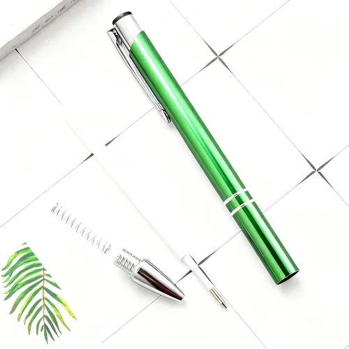 Vista 8 de Bolígrafo personalizado de tinta negra para eventos, ferias comerciales, paquete de 50 Verde