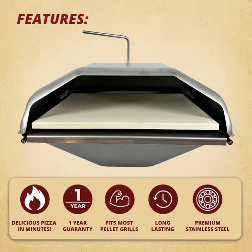 Vista 3 de Pellethead Accesorio para horno de pizza para parrillas de pellets – Convierte Traeger, Pit Boss, GMG y Camp Chef en horno de pizza al aire libre