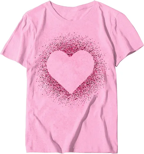 Vista 35 de Camisetas de manga corta con estampado de corazón para mujer, camisetas de ajuste regular, linda y divertida, ropa de regalo 2023