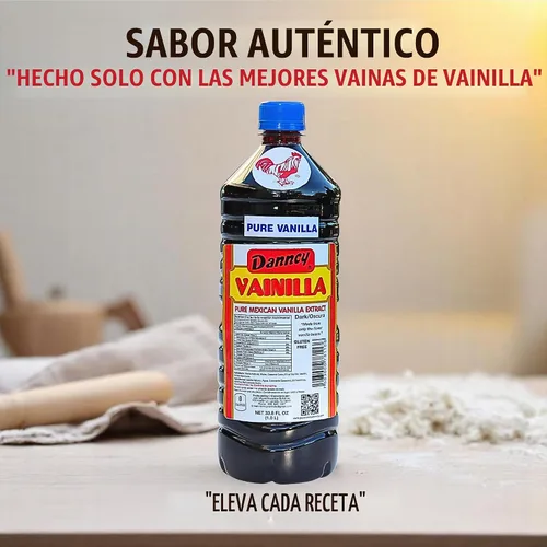 Vista 3 de Danncy Vanilla Dark 33.8 fl oz (1 L) - Auténtico sabor a vainilla mexicana para hornear y postres