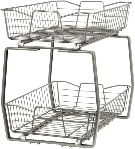 Vista 6 de ClosetMaid Organizador de gabinete extraíble de 11 pulgadas, 2 niveles, resistente, cajones de estantes de despensa deslizantes para cocina, baño