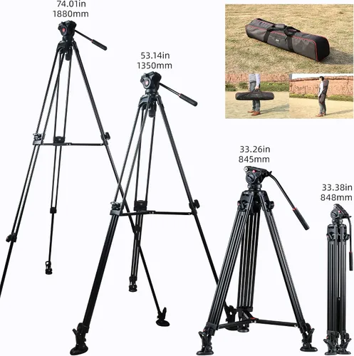 Vista 11 de VILTROX VX-18M - Trípode de video pesado de 74 pulgadas con cabezal fluido