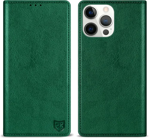 Vista 16 de ZZXX Funda tipo cartera para iPhone 14 con bloqueo RFID, soporte de ranura para tarjetas, funda protectora de cuero magnético fuerte plegable