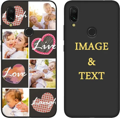 Vista 10 de Funda personalizada para teléfono Redmi Note 7 de 6.3 pulgadas, funda personalizada con múltiples imágenes, funda suave con nombre, regalo de Negro