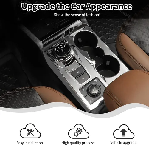 Vista 2 de Funda para palanca de cambios de consola central Bronco Sport compatible con Ford Bronco Sport 2021-2024+ (cromo, ABS)