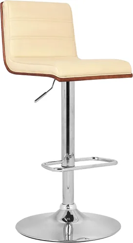 Vista 12 de Armen Living Adele - Taburete giratorio moderno de altura ajustable de piel sintética y madera de nogal con base cromada para encimera de isla