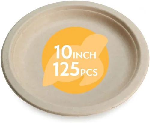 Vista 15 de Platos de papel desechables 100% compostables a granel [6 pulgadas 1000 paquetes], platos de bambú, ecológicos, biodegradables, resistentes platos