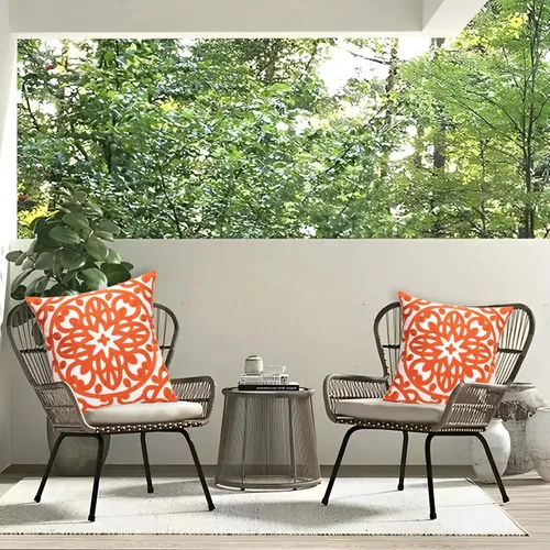 Vista 12 de Juego de 2 fundas de almohada decorativas bordadas, estilo bohemio, lona de algodón, para patio, sofá, sala de estar, 18 x 18 pulgadas
