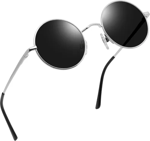 Vista 8 de Joopin - Anteojos de sol retro pequeños redondos hippie con círculo polarizado, protección UV400, metal, para hombres y mujeres