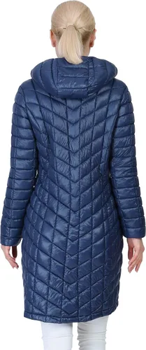 Vista 2 de Outdoor Ventures Abrigo Puffer Largo con Capucha Maryan para Mujer, Ultra Ligero, Cálido, Thermolite (Fiel a la talla. Orden Tamaño Normal) Tinta