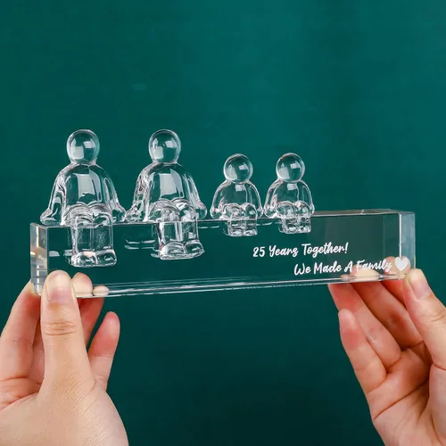 Vista 7 de Ornalrist Regalos de cristal de aniversario de boda de plata para esposa, 25 años juntos hicimos un recuerdo de decoración de cristal familiar