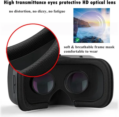 Vista 2 de 3D Headset VR Glasses 360Movie Game Viewer wRemote Teen Boy Girl Adult Gift Compatible for iPhone 14 13 12 11 Pro Mini SE X XR XS 8 7 Samsung Galaxy