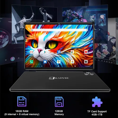 Vista 3 de Tablet 10.1 pulgadas Android 13 Tablets 2025 Últimas tabletas Android 128GB ROM+16GB RAM (8+8 Virtual), tableta 2 en 1 con teclado, potente