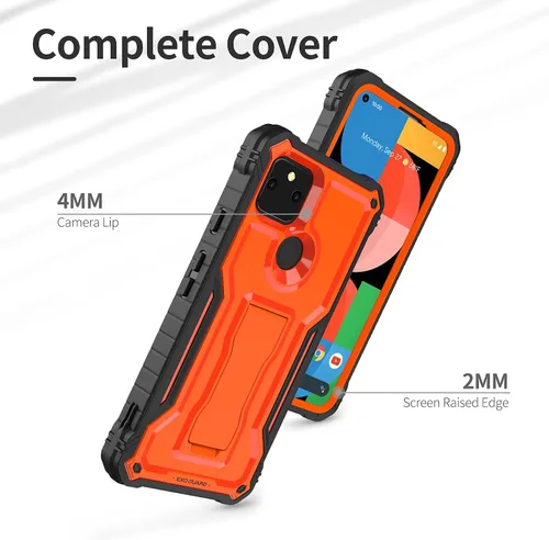 Vista 3 de ExoGuard Funda para Google Pixel 5A 5G, funda de goma a prueba de golpes, protector de pantalla integrado y soporte compatible con Google Pixel 5A