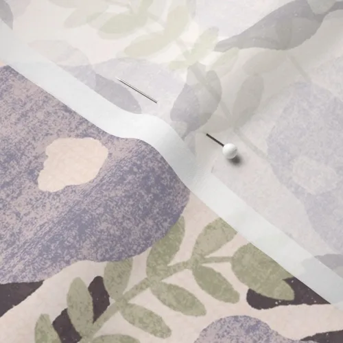 Vista 5 de Spoonflower Tela - Flores grises púrpuras hojas de lavanda beige crema naturaleza botánica imitación impresa en tela de gasa Fat Quarter - Costura