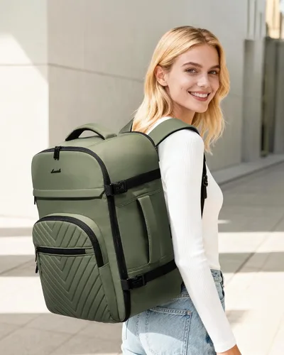 Vista 2 de LOVEVOOK Mochila de viaje para mujeres y hombres, bolsa de viaje para artículos personales de la TSA para laptop de 17.3 pulgadas aprobada por