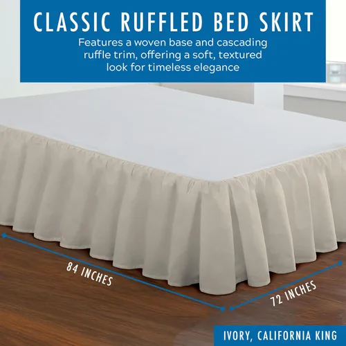 Vista 2 de Faldón plisado de popelina para cama tamaño California King, de Fresh Ideas Marfil