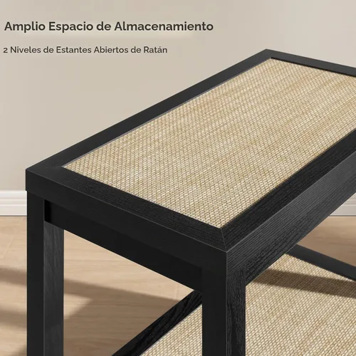 Vista 4 de SICOTAS Mesa auxiliar de ratán con almacenamiento, mesa de sala de estar