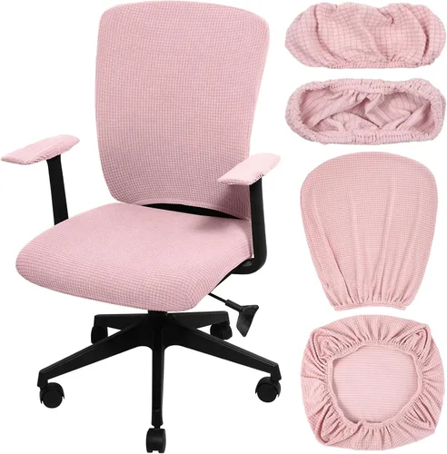 Vista 11 de Tallew 4 fundas para sillas de oficina, fundas universales para sillas de computadora, fundas protectoras elásticas para asiento de silla, fundas