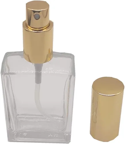 Vista 3 de Botella de spray de vidrio cuadrada de 8 piezas, pequeño recipiente recargable con niebla fina srpayer, botella de perfume