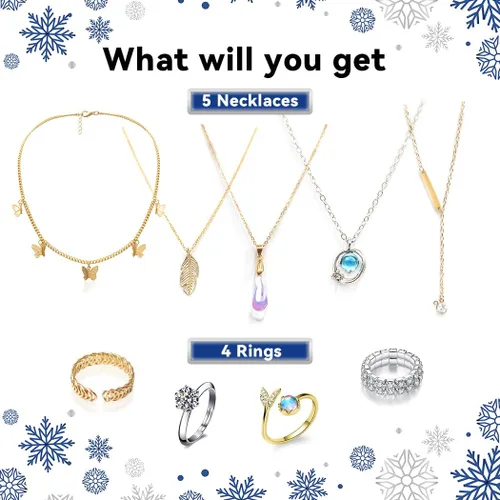 Vista 3 de Jewelry Advent Calendar 2024 for Adults with Charm Bracelets Necklace Earrings Rings Countdown 24 Days to Christmas Calendar Xmas Gifts for Daughter