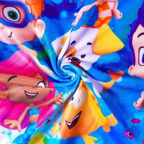 Vista 9 de Vestido de dibujos animados de burbujas para niñas pequeñas vestidos con estampado Guppy para niños vestido camisero de 3 a 6 años