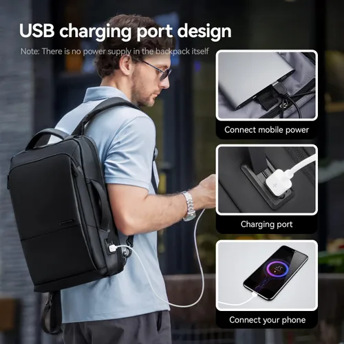 Vista 5 de Mochila para pequeñas empresas, inteligente 3 en 1 para laptop para hombres y mujeres, se adapta a laptop 15.6 con puerto USB, bolsa de viaje