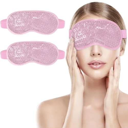 Vista 9 de candyfouse Paquete de 2 máscaras de ojos de enfriamiento en frío, cuentas de gel reutilizables para terapia fría caliente con respaldo de felpa