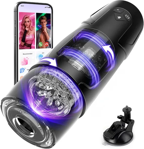 Vista 7 de Juguetes sexuales para hombres Masturbador, Masturbadores masculinos automáticos Cafatop AI Sync con movimiento de empuje y rotación, masturbador