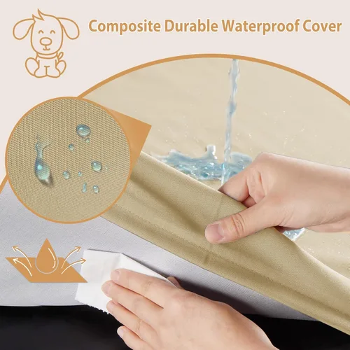 Vista 3 de BFPETHOME Cama para Perros de Exterior para Perros Grandes, Impermeable, Ortopédica con Funda Extraíble Lavable, Colchoneta de Espuma Tipo Caja