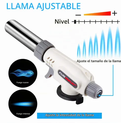 Vista 3 de FunOwlet, Soplete de Butano para Cocina, Sopletes Culinarios Cabezal Profesional Chef Cocina Llama Ajustable Para Sous Vide, Crème Brûlée, Horneado