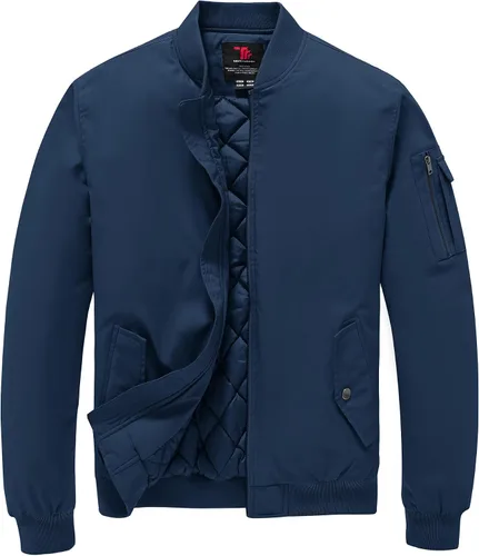 Vista 9 de TBMPOY - Chaqueta de hombre para el otoño, chaqueta de invierno, rompevientos, bomber, con cremallera, acolchada, de softshell, cálida