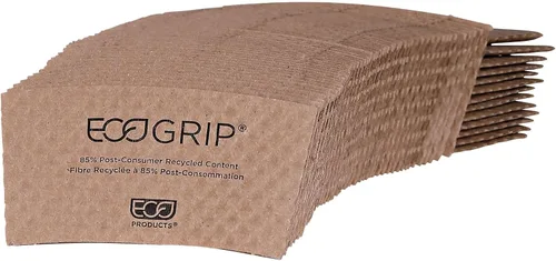 Vista 7 de Eco-Products EcoGrip funda para taza caliente de material reciclado, color café, caja de 1300 (EG-2000)